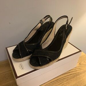 Never Worn Coach Black Wedge Sandals